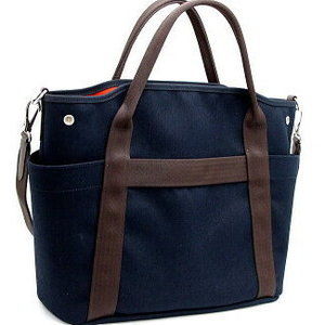 HERMES Sacked Panjage Bag Canvas Navy Blue Z